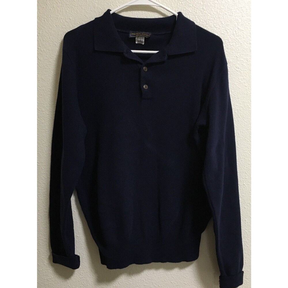 Vintage Andrew Rohan Mens Pullover Sweater Navy USA Network Grandpa Size M